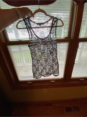Almost Famous Sheer Floral Lace Tank Top - Purple size L